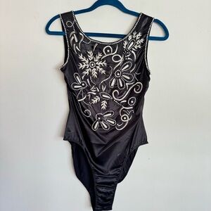 Vintage Victorias Secret Gold Label Pearl And Rhinestone Bodysuit Size P‎  XS